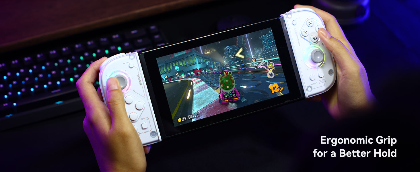 J6 Switch Controller Replacement for Joy-Con, Hall Effect Joysticks, RGB Lights, Motion Control, Macro & Turbo 1 Pair