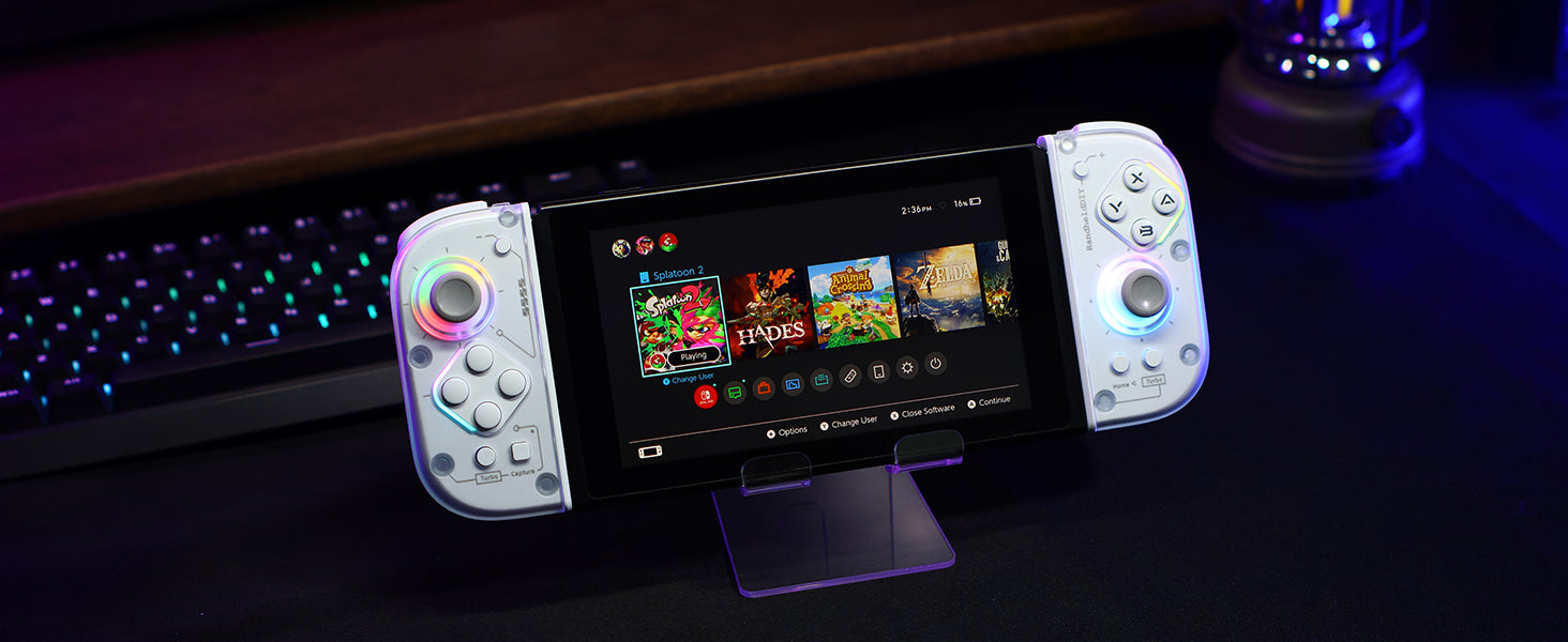 J6 Switch Controller Replacement for Joy-Con, Hall Effect Joysticks, RGB Lights, Motion Control, Macro & Turbo 1 Pair