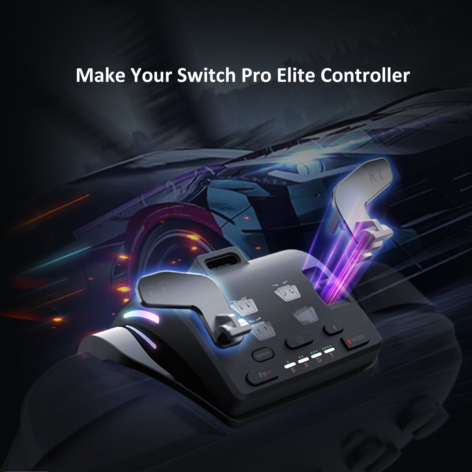 J6 Switch Controller Replacement for Joy-Con, Hall Effect Joysticks, RGB Lights, Motion Control, Macro & Turbo 1 Pair