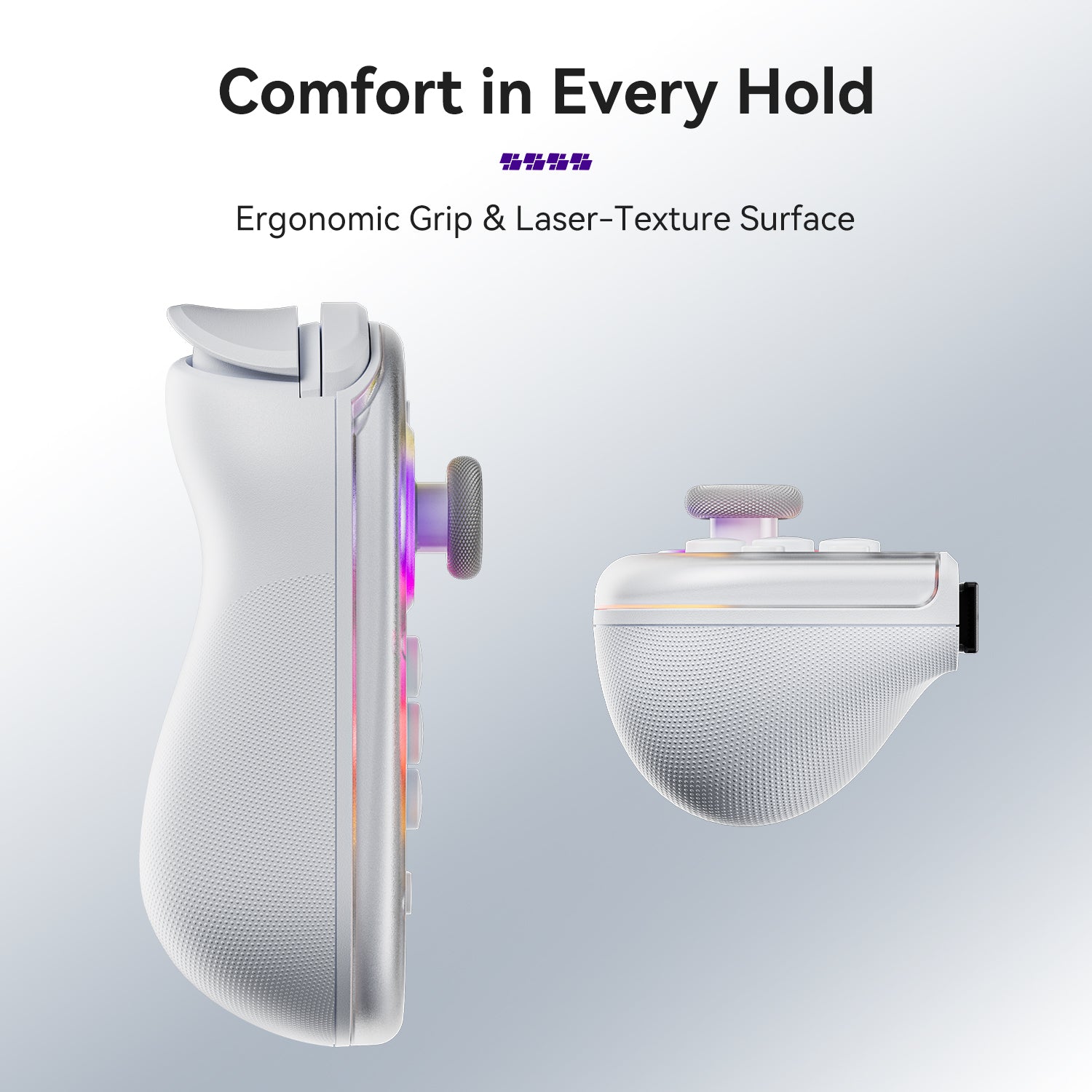 J6 Switch Controller Replacement for Joy-Con, Hall Effect Joysticks, RGB Lights, Motion Control, Macro & Turbo 1 Pair