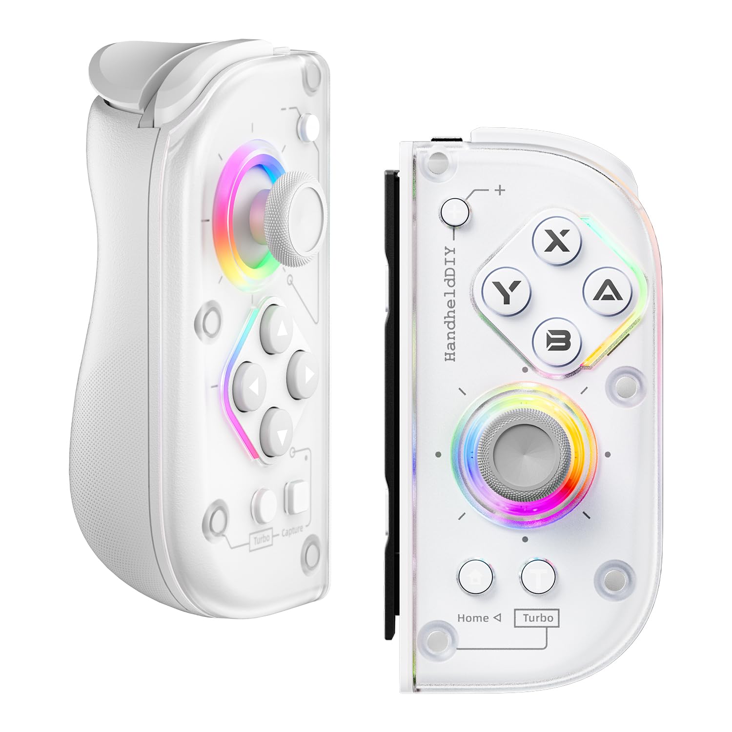 J6 Switch Controller Replacement for Joy-Con, Hall Effect Joysticks, RGB Lights, Motion Control, Macro & Turbo 1 Pair