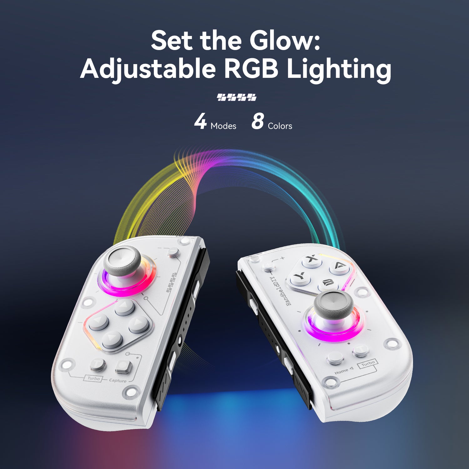 J6 Switch Controller Replacement for Joy-Con, Hall Effect Joysticks, RGB Lights, Motion Control, Macro & Turbo 1 Pair