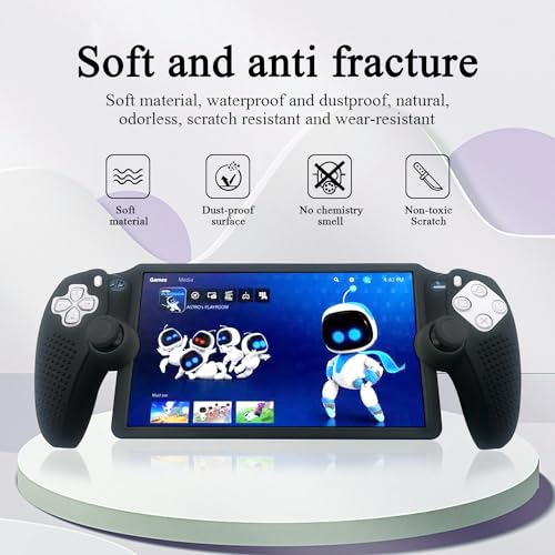  Case with Stand and Screen Protector for Playstation Portal  Remote Player, Protective Cover with Kickstand for PS5 Handeld 2023  Portable Soft TPU Accessories (Black) : Video Games
