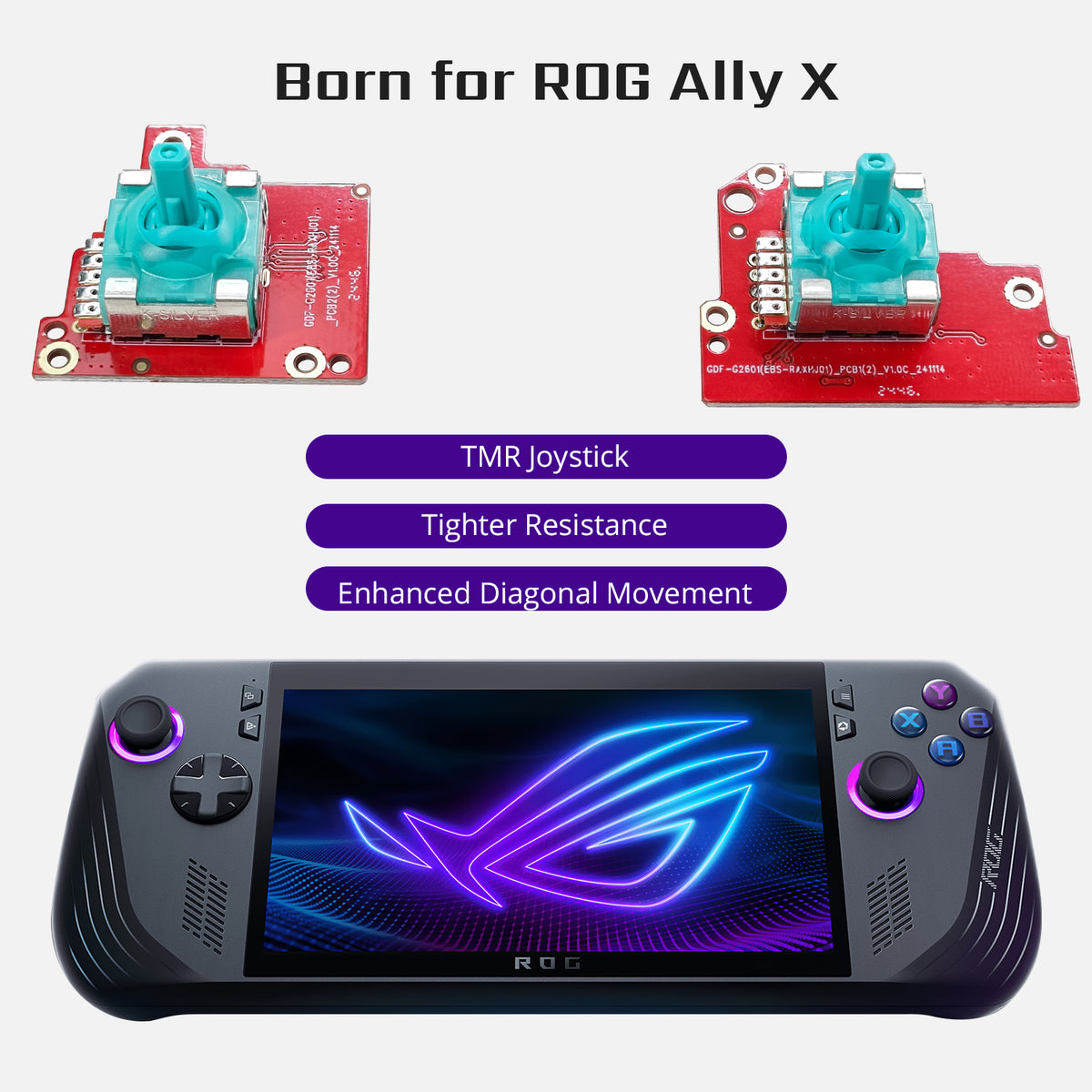 TMR Hall Effect Joystick for ROG Ally X, Tighter Version, with Calibra