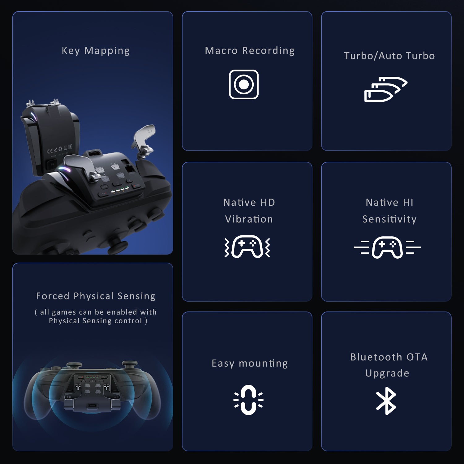 J6 Switch Controller Replacement for Joy-Con, Hall Effect Joysticks, RGB Lights, Motion Control, Macro & Turbo 1 Pair