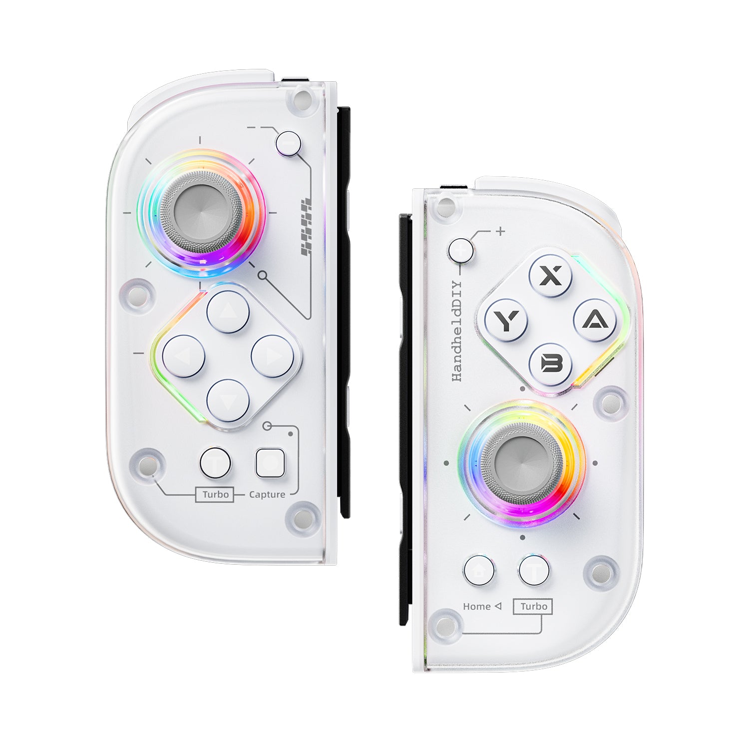 J6 Switch Controller Replacement for Joy-Con, Hall Effect Joysticks, RGB Lights, Motion Control, Macro & Turbo 1 Pair