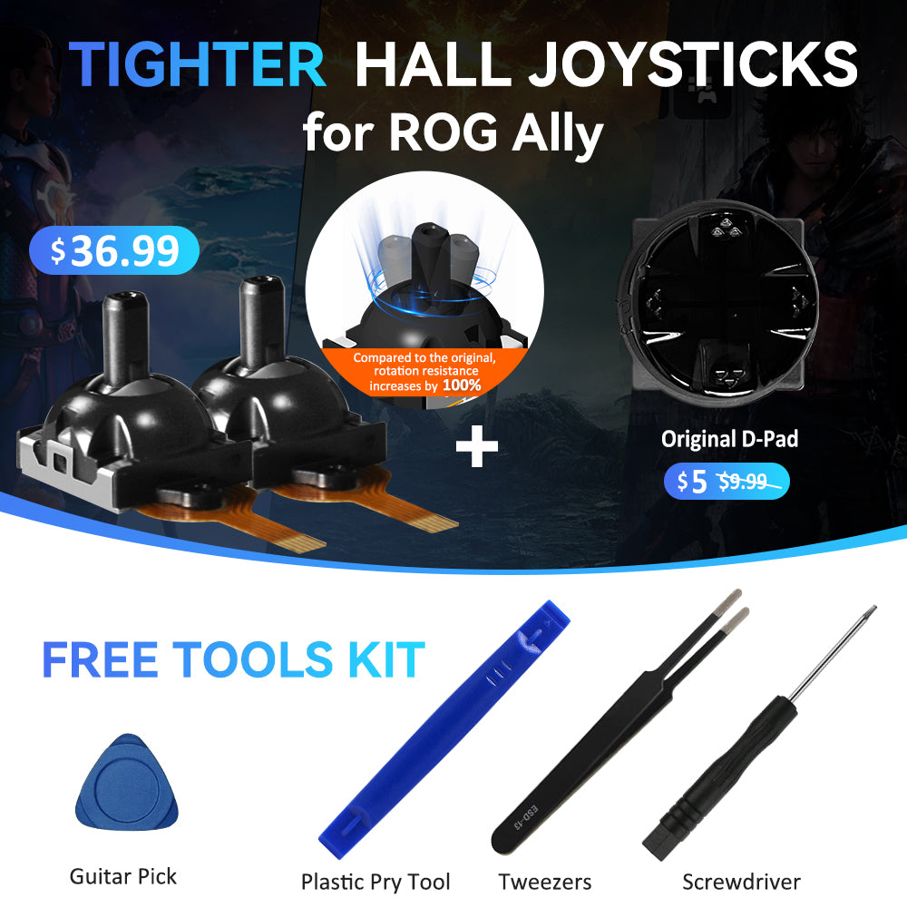 1 Pair Hall Joystick for ROG Ally/ Legion Go/ GPD Win 4/ OXP X1, with Free Tools Kit! [Does Not Compromise the Eligibility for ROG ALLY's 1-year Warranty Service]