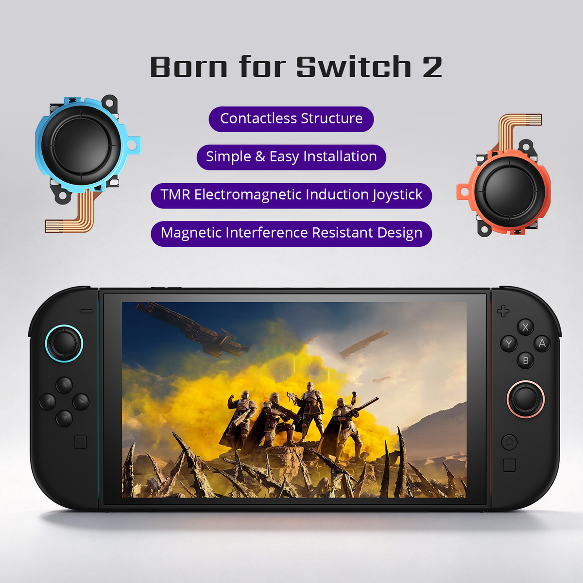 TMR Joystick Replacement for Switch 2, Anti-Drift Thumbstick, No Soldering Required