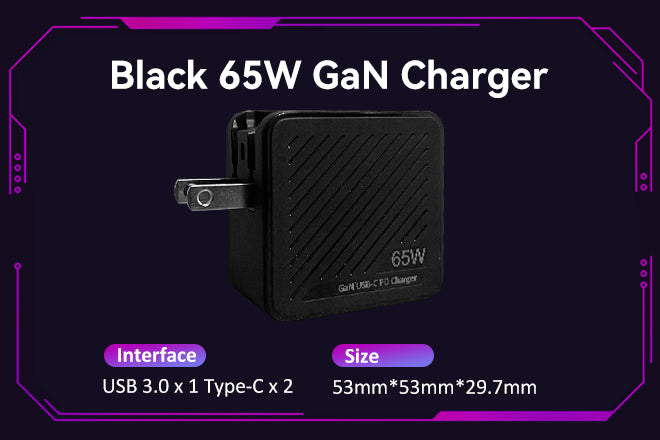 65W GaN mains charger for ROG Ally - Triple USB + USB-C cable 1