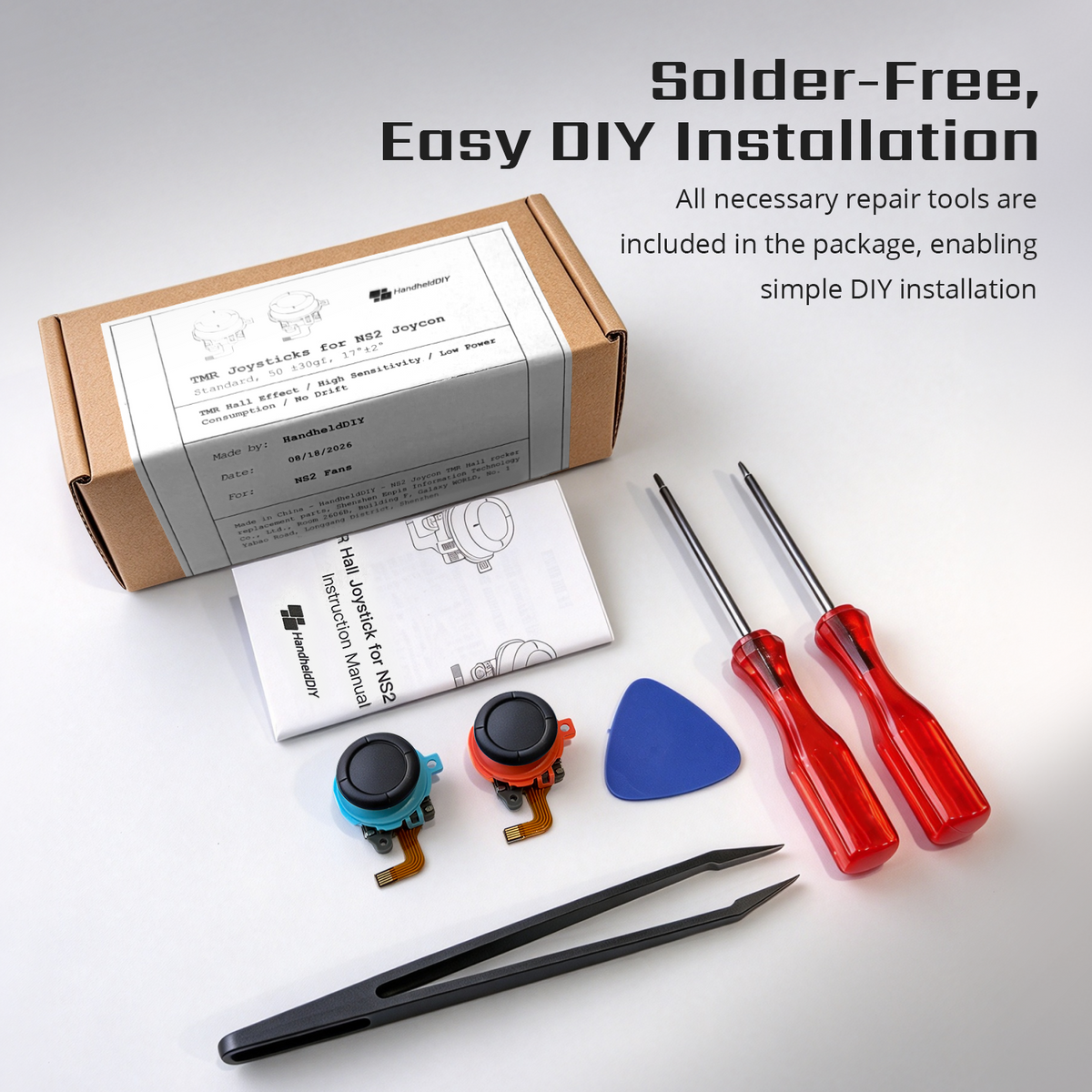 TMR Joystick Replacement for Switch 2, Anti-Drift Thumbstick, No Soldering Required