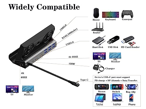 ROG Ally Docking Station 3 Monitors with 2 Steam Deck Fan,11 in 1 Trip –  HandheldDIY