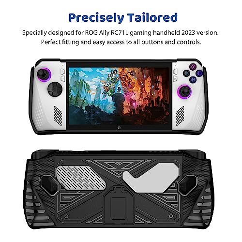 Protective Case for Rog Ally with Kickstand, DOBEWINGDELOU TPU Protector Case Cover Skin with Foldable Stand Accessories for Rog Ally Game Handheld 2023, Shockproof Non-Slip Anti-Collision Black/White